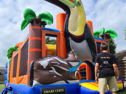 Mega toucan glijbaan en springkasteel