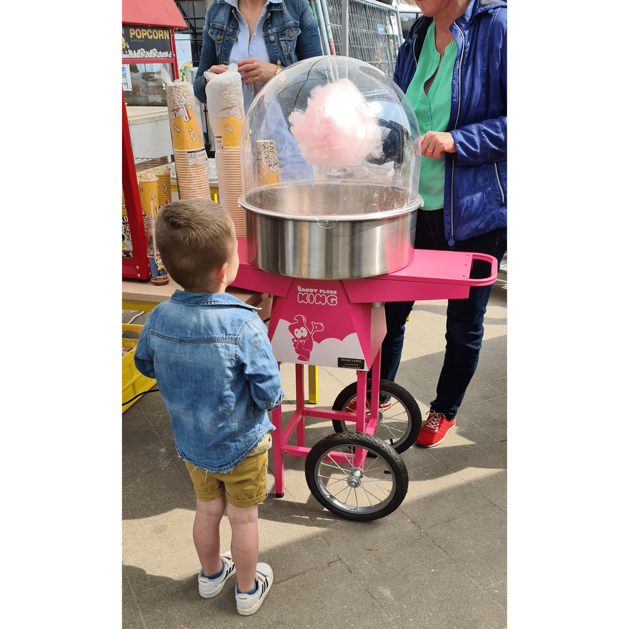 Nauwkeurig visueel tot nu Suikerspin machine met onderstel - Amare Certe - houden van feesten